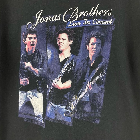 JONAS BROTHERS Vintage 2000’s Live In Concert Black Blue Graphic Band Tee - Picture 4 of 7
